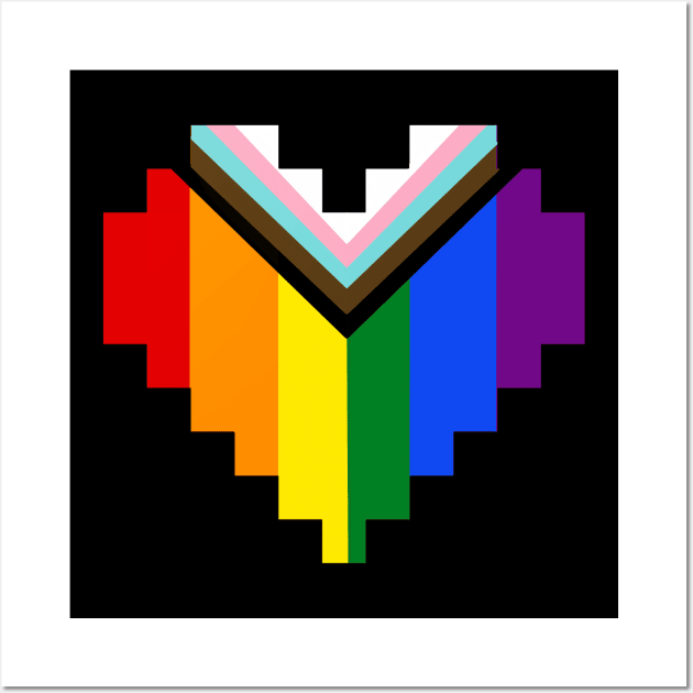 Progress Pride 8-bit Heart Wall Art by TheUndeadDesign